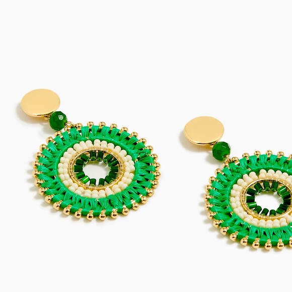 NWT J.Crew Beaded Circle Statement Earrings - Picture 2 of 3